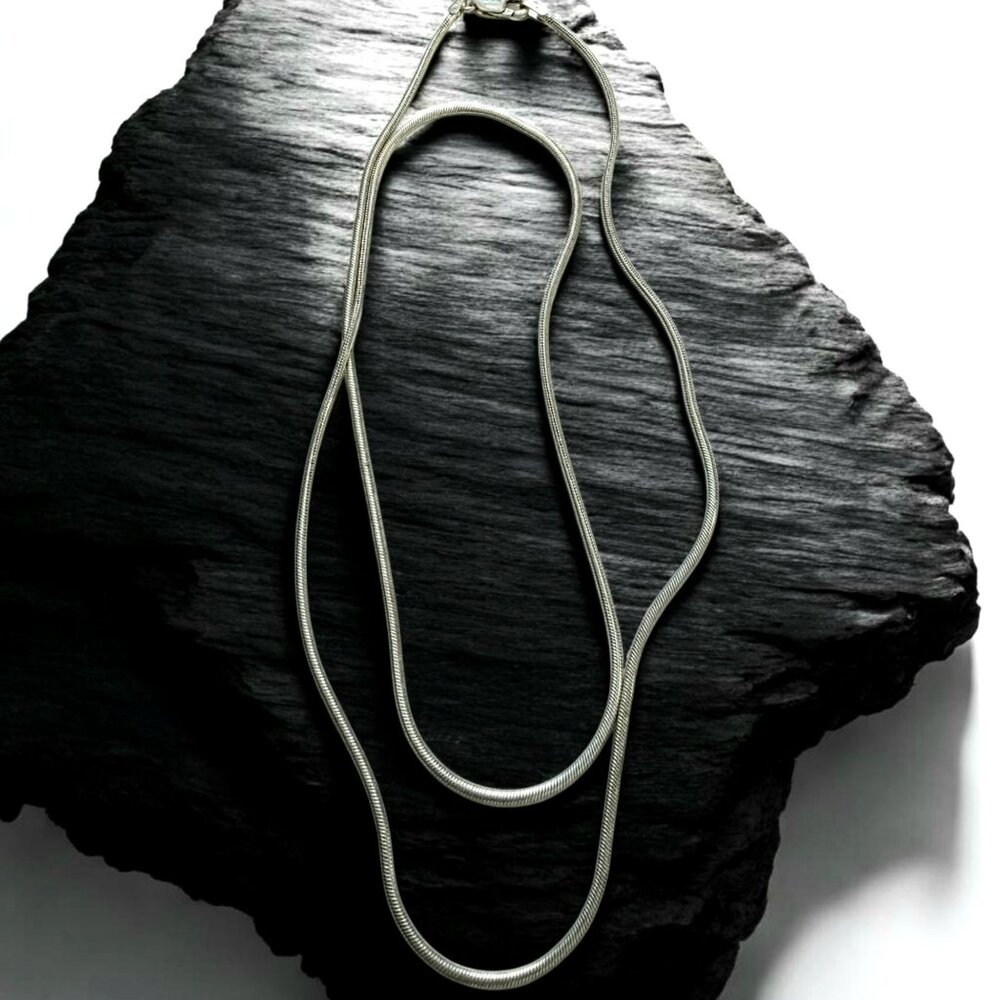 Vintage Sterling Silver Italian Snake Chain Necklace 24" Italy 925 Unisex 12g